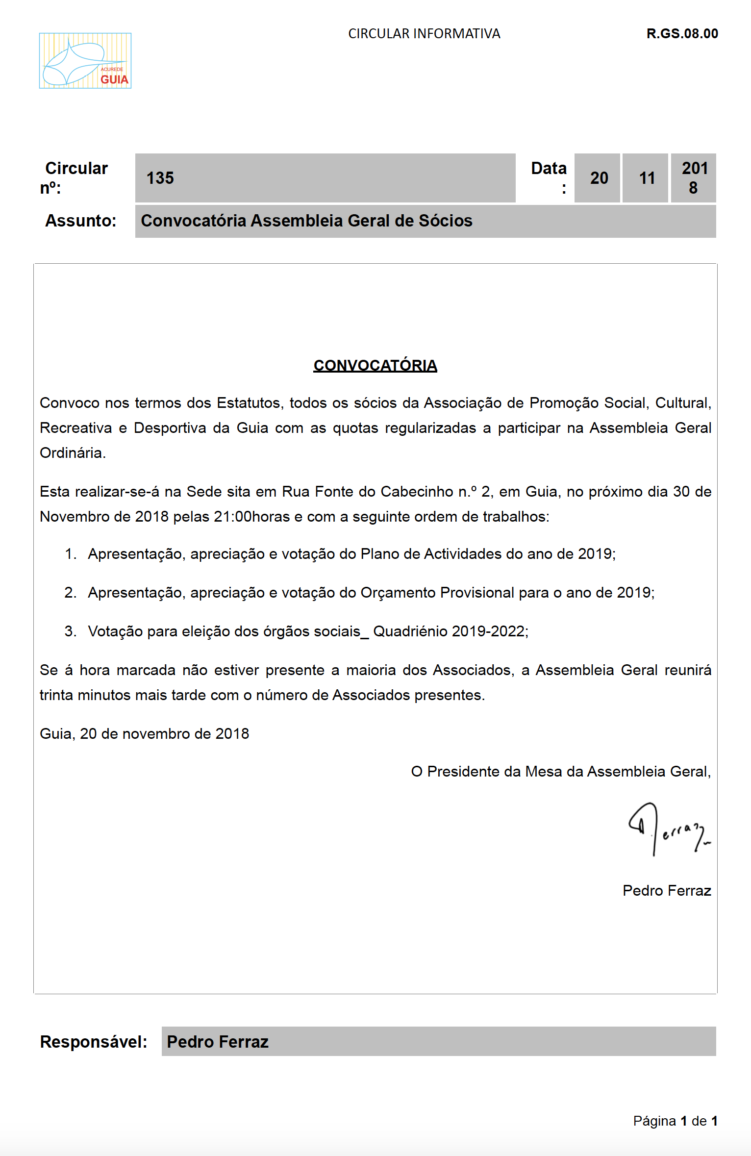 Convocatória Assembléia Geral