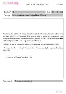 Convocatória Assembleia Geral de Sócios-Eleições